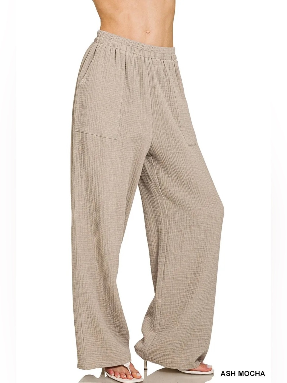 Zenana Airflow Woven Pants - Ash Mocha
